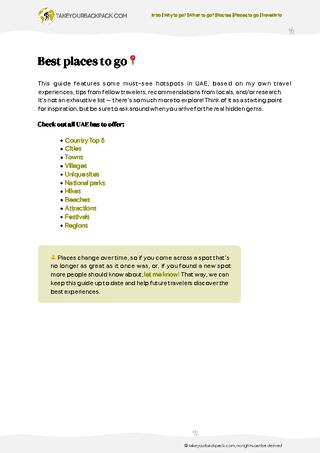 example page 3 from our offline Travel Guide for United Arab Emirates